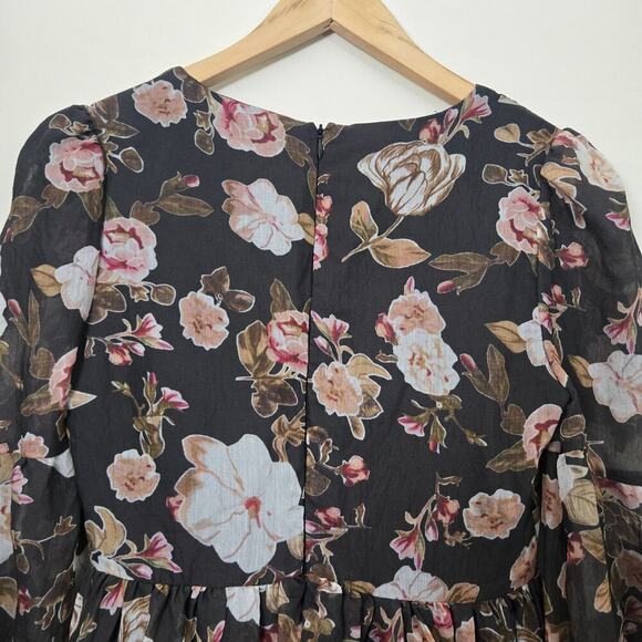 Bardot Reign Floral Long Sleeve Minidress Size S Fall Homecoming Party Wedding - Picture 10 of 12
